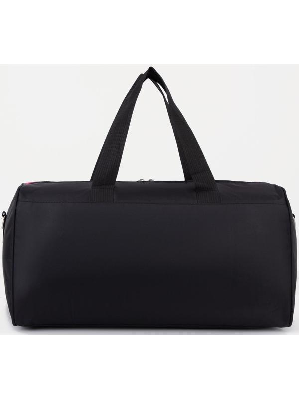 Сумка спортивная на молнии, наружный карман, цвет чёрный/розовый