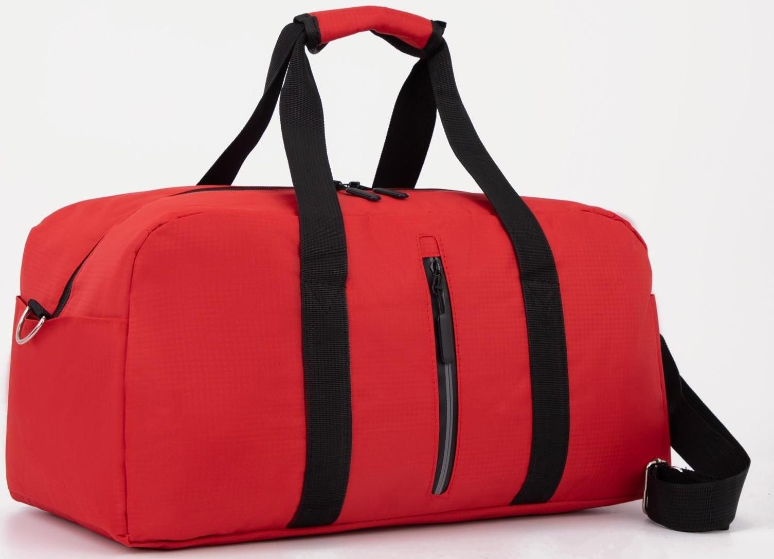 Сумка спортивная на молнии, 2 наружных кармана, цвет красный