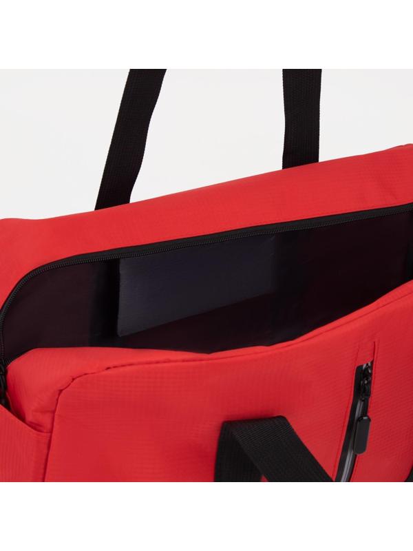 Сумка спортивная на молнии, 2 наружных кармана, цвет красный