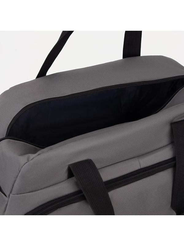 Сумка спортивная на молнии, 2 наружных кармана, цвет серый