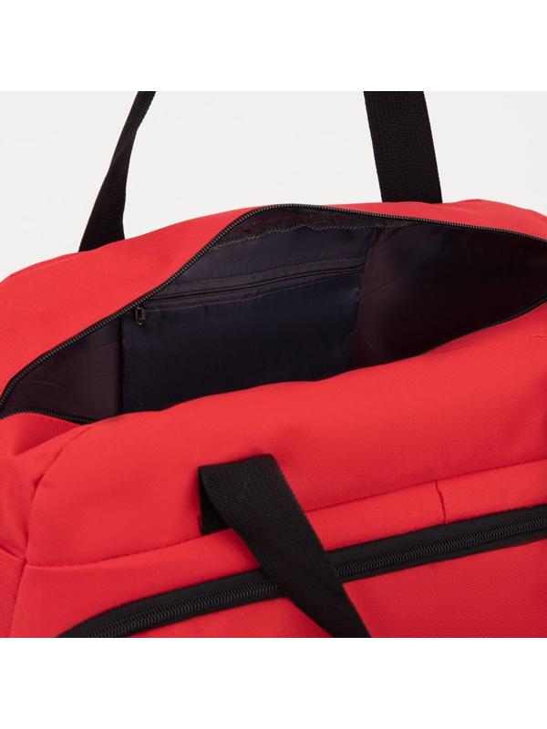 Сумка спортивная на молнии, 2 наружных кармана, цвет красный