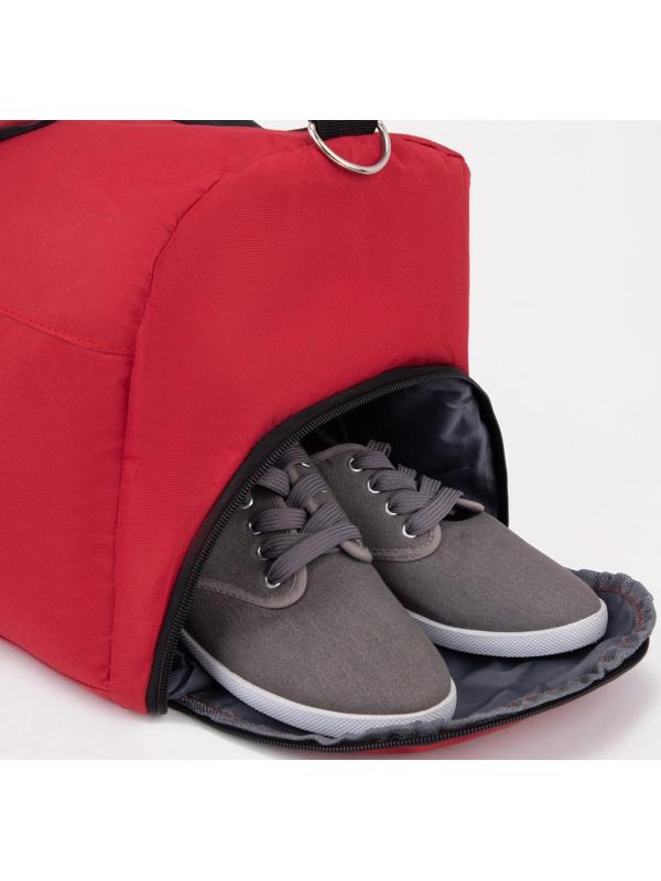 Сумка спортивная на молнии, отдел для обуви, наружный карман, цвет красный
