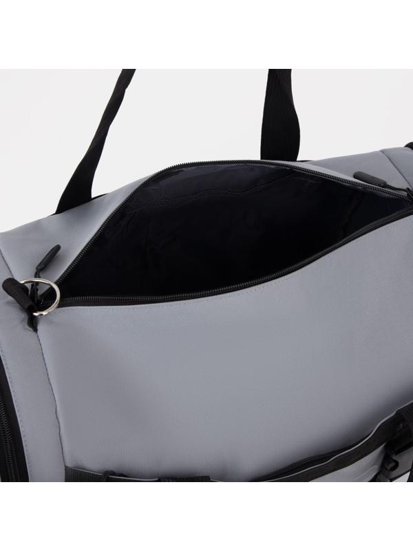 Сумка спортивная на молнии, 2 наружных кармана, цвет серый