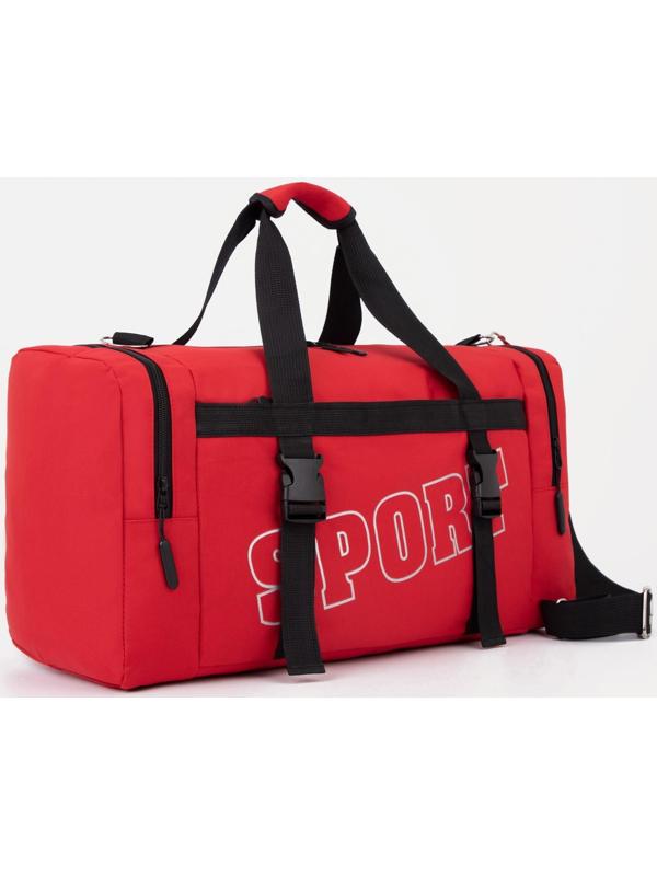 Сумка спортивная на молнии, 2 наружных кармана, цвет красный