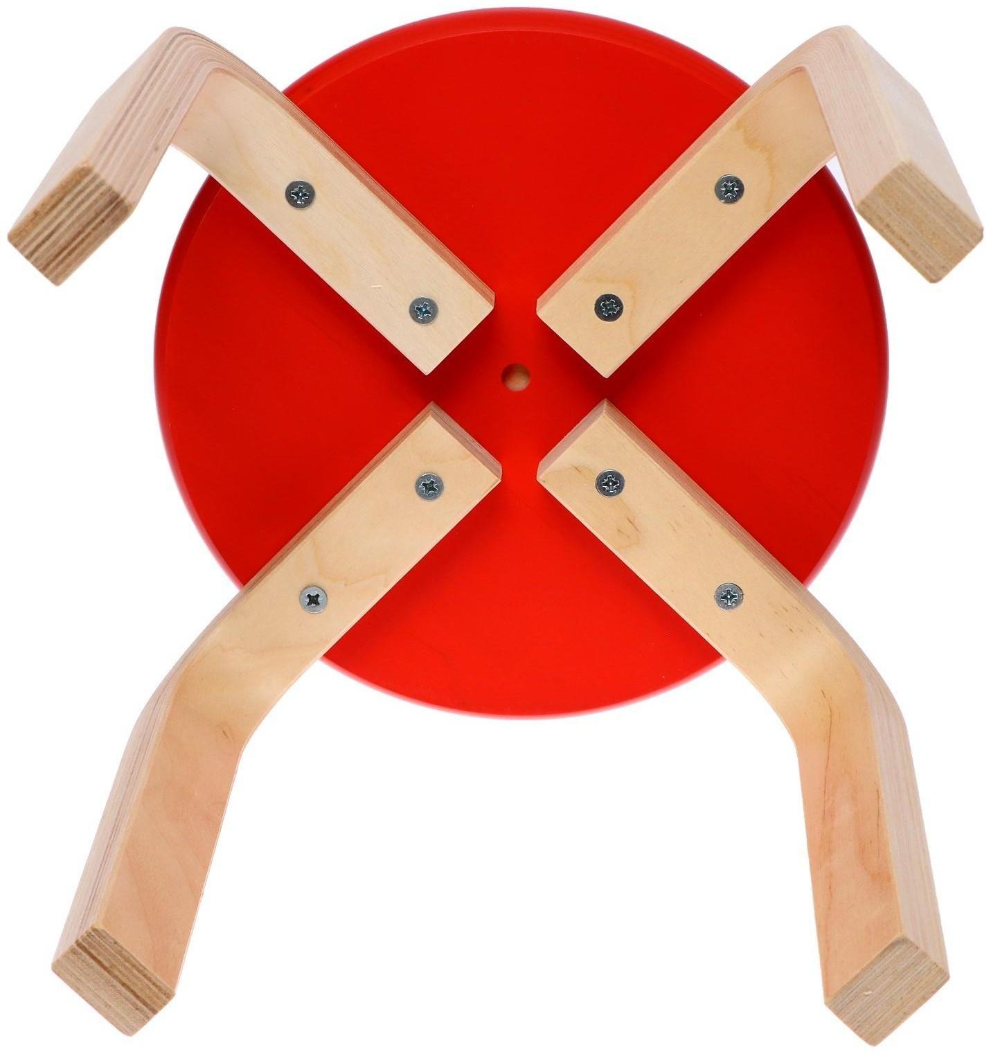 Табурет «Ромашка», цвет красный, прозрачный лак