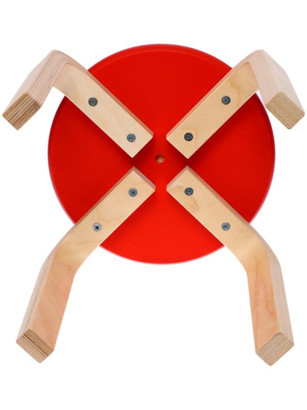 Табурет «Ромашка», цвет красный, прозрачный лак