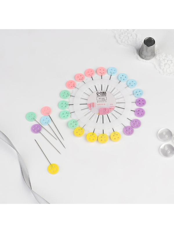 Булавки для квилтинга «Пуговица», d = 9,5 см, 20 игл, 46 мм, цвет разноцветный