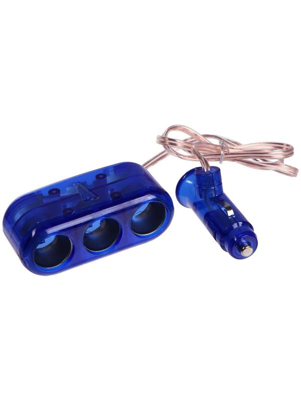 Разветвитель прикуривателя TORSO, 12-24 В, провод 50 см, подсветка