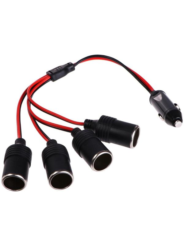 Разветвитель прикуривателя 12-24V, 4 гнезда, провод 45 см