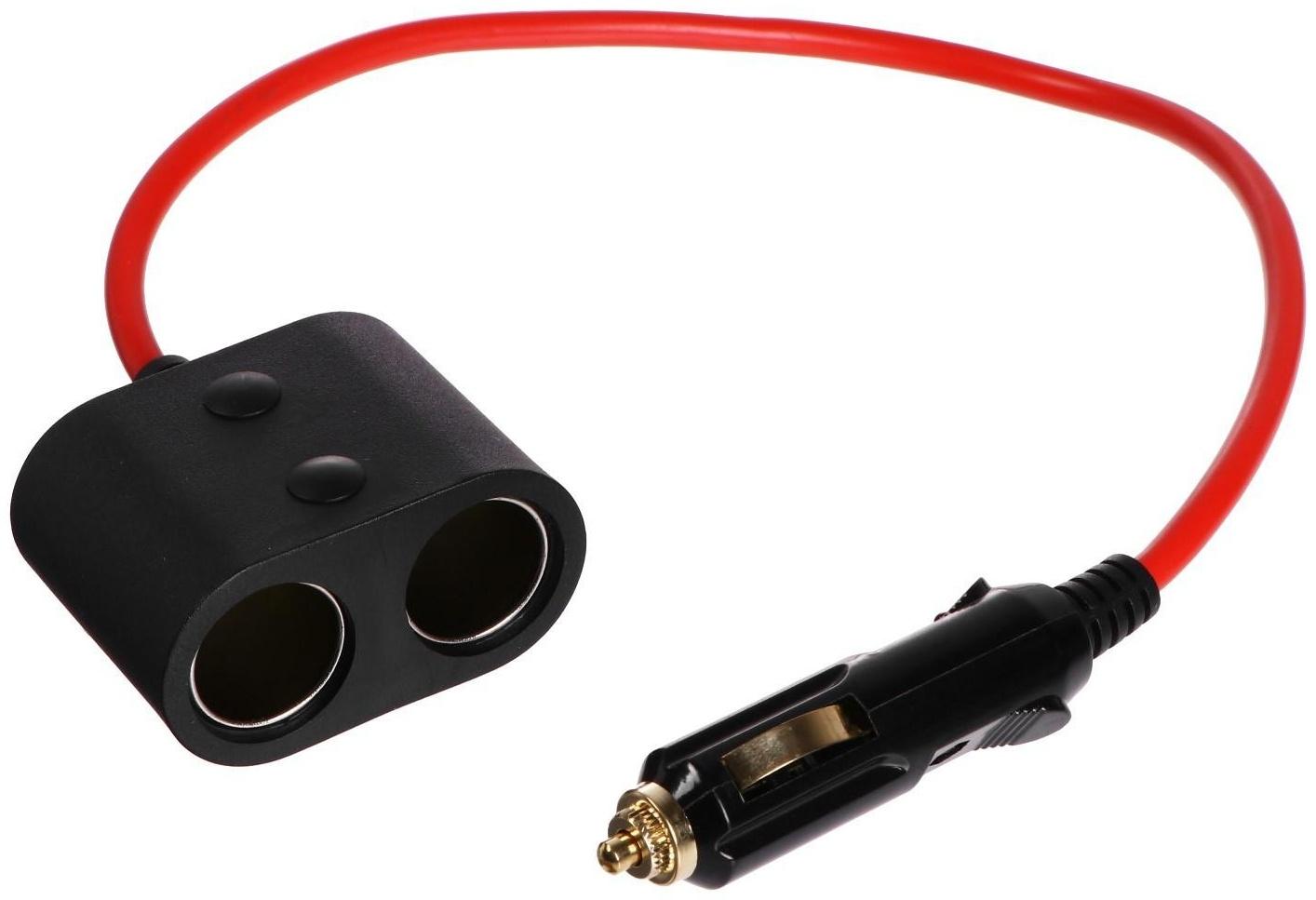 Разветвитель прикуривателя 12-24V, 2 гнезда, провод 45 см