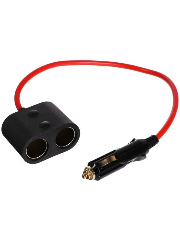 Разветвитель прикуривателя 12-24V, 2 гнезда, провод 45 см