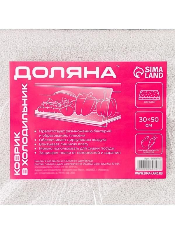 Коврик в холодильник Доляна, 30×50 см, поролон, цвет белый