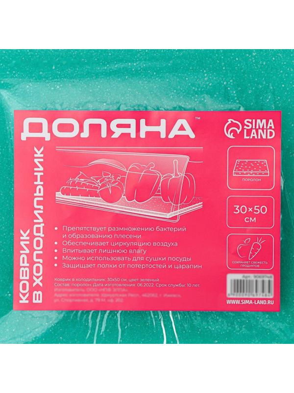 Коврик в холодильник Доляна, 30×50 см, поролон, цвет зелёный
