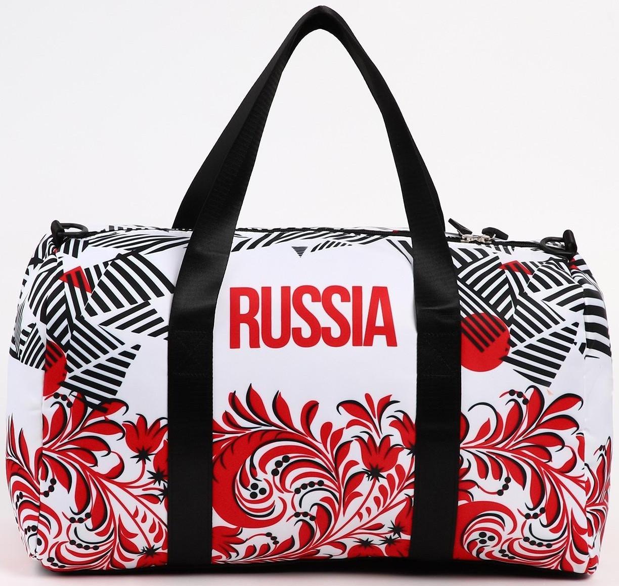 Сумка спортивная «RUSSIA», 47 x 28 x 24 см, цвет белый