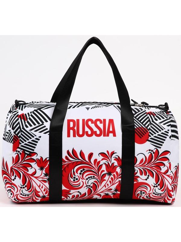 Сумка спортивная «RUSSIA», 47 x 28 x 24 см, цвет белый