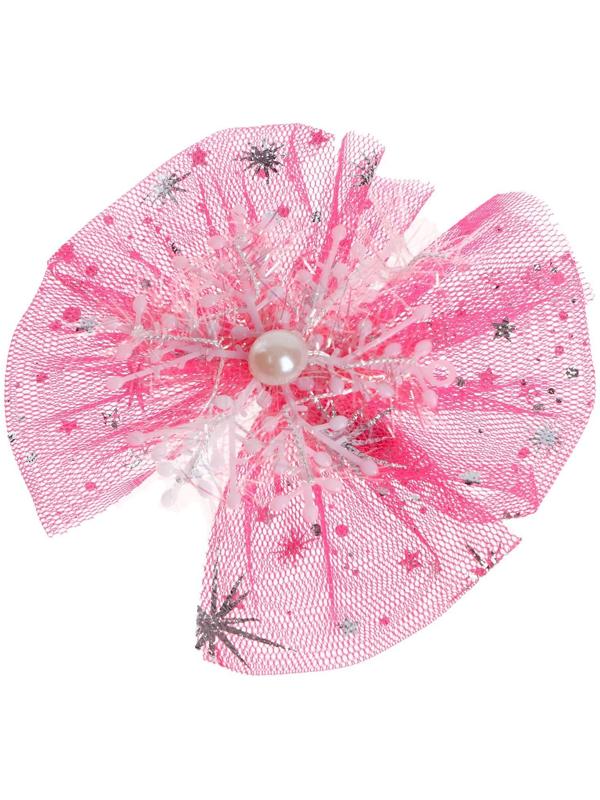 Карнавальный зажим «Снежинка», цвет розовый