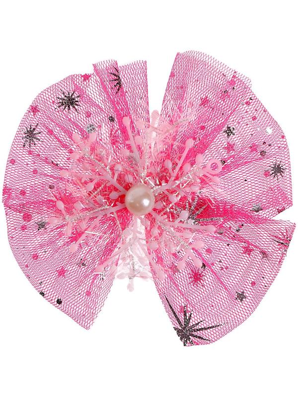 Карнавальный зажим «Снежинка», цвет розовый