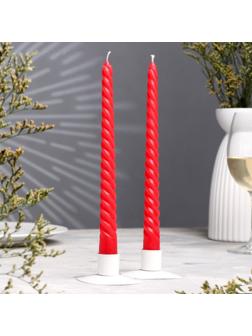 Набор свечей витых, 2,2х 25 см, 2 штуки, красный, 