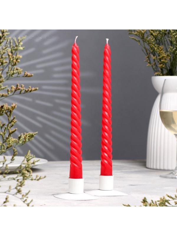 Набор свечей витых, 2,2х 25 см, 2 штуки, красный, 