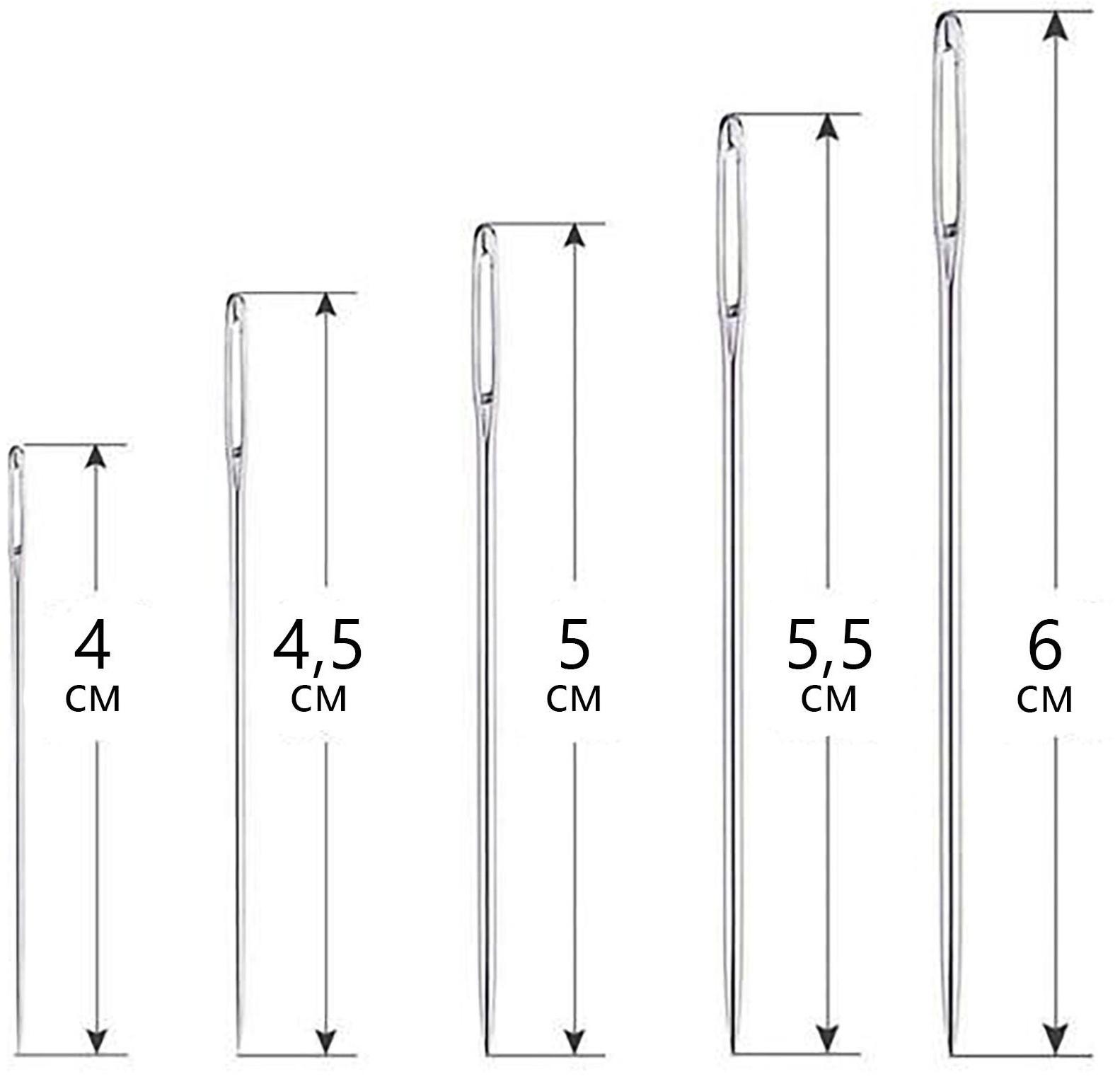 Иглы швейные, d = 0,85 / 1,05 / 1,25 мм, 4 - 6 см, 20 шт