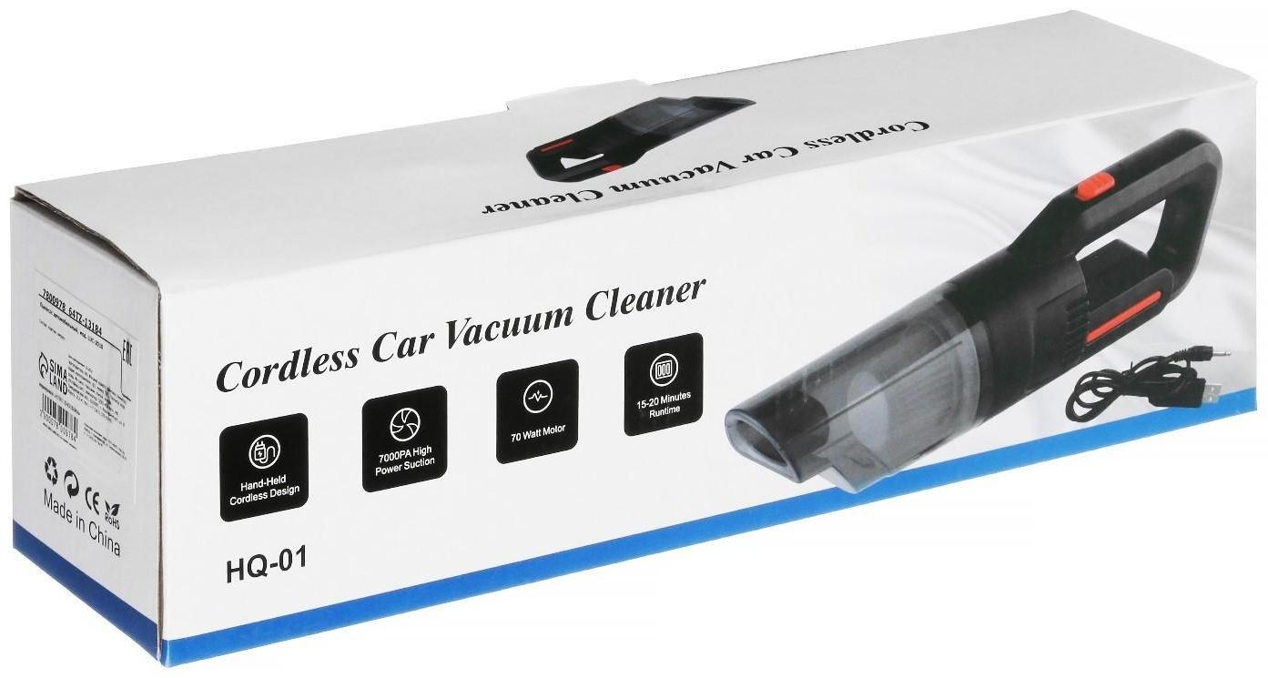 Пылесос автомобильный, беспроводной, 2 насадки, 120 Вт, 12 В, черный