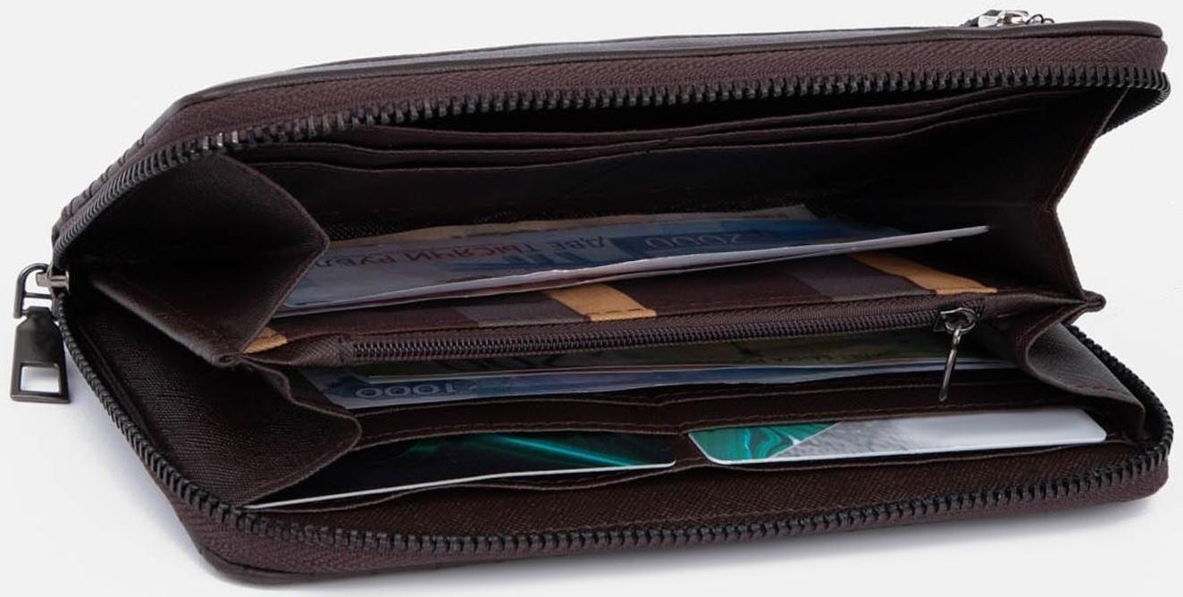 Портмоне на молнии, цвет коричневый