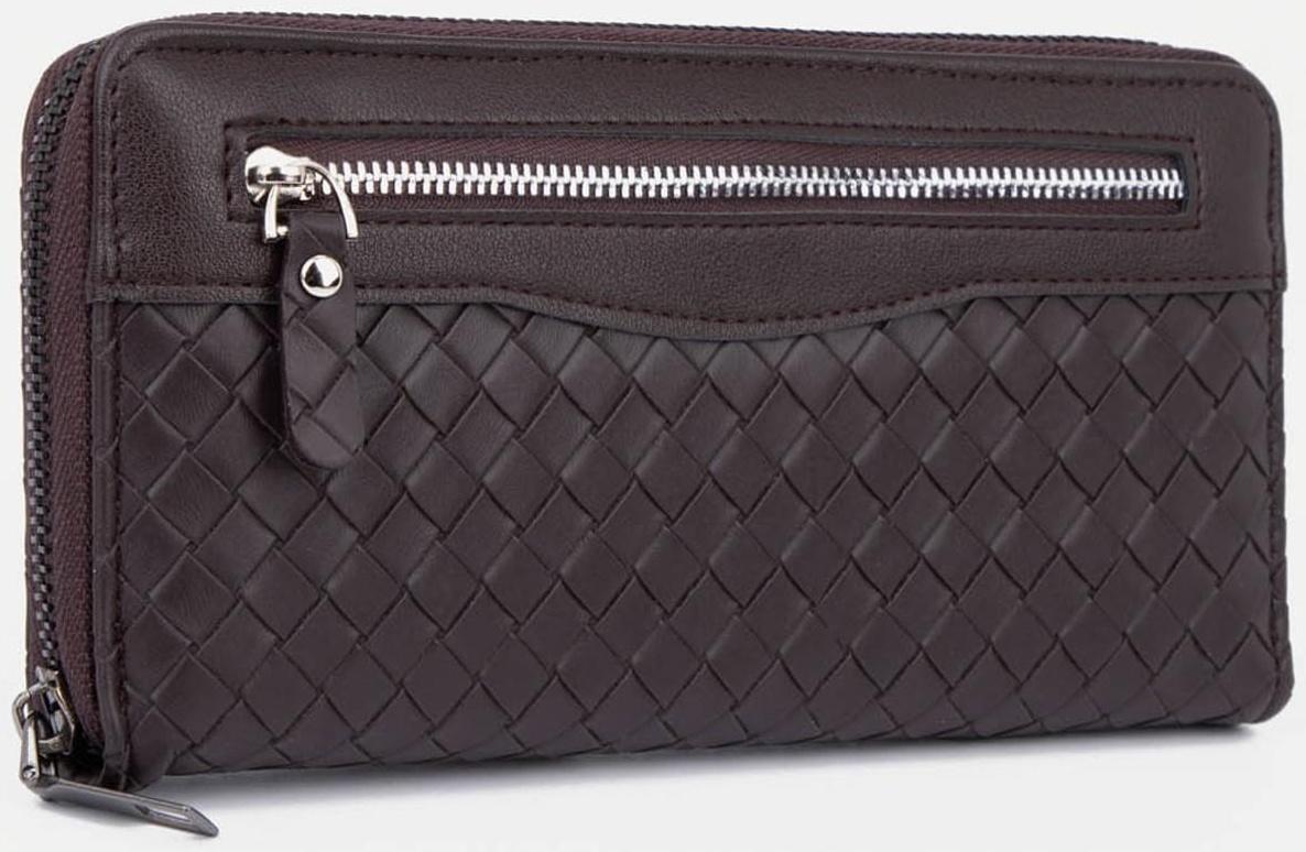 Портмоне на молнии, цвет коричневый