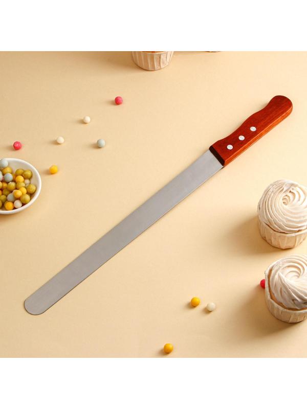 Нож для бисквита, мелкие зубцы, рабочая поверхность 29 см, ручка дерево