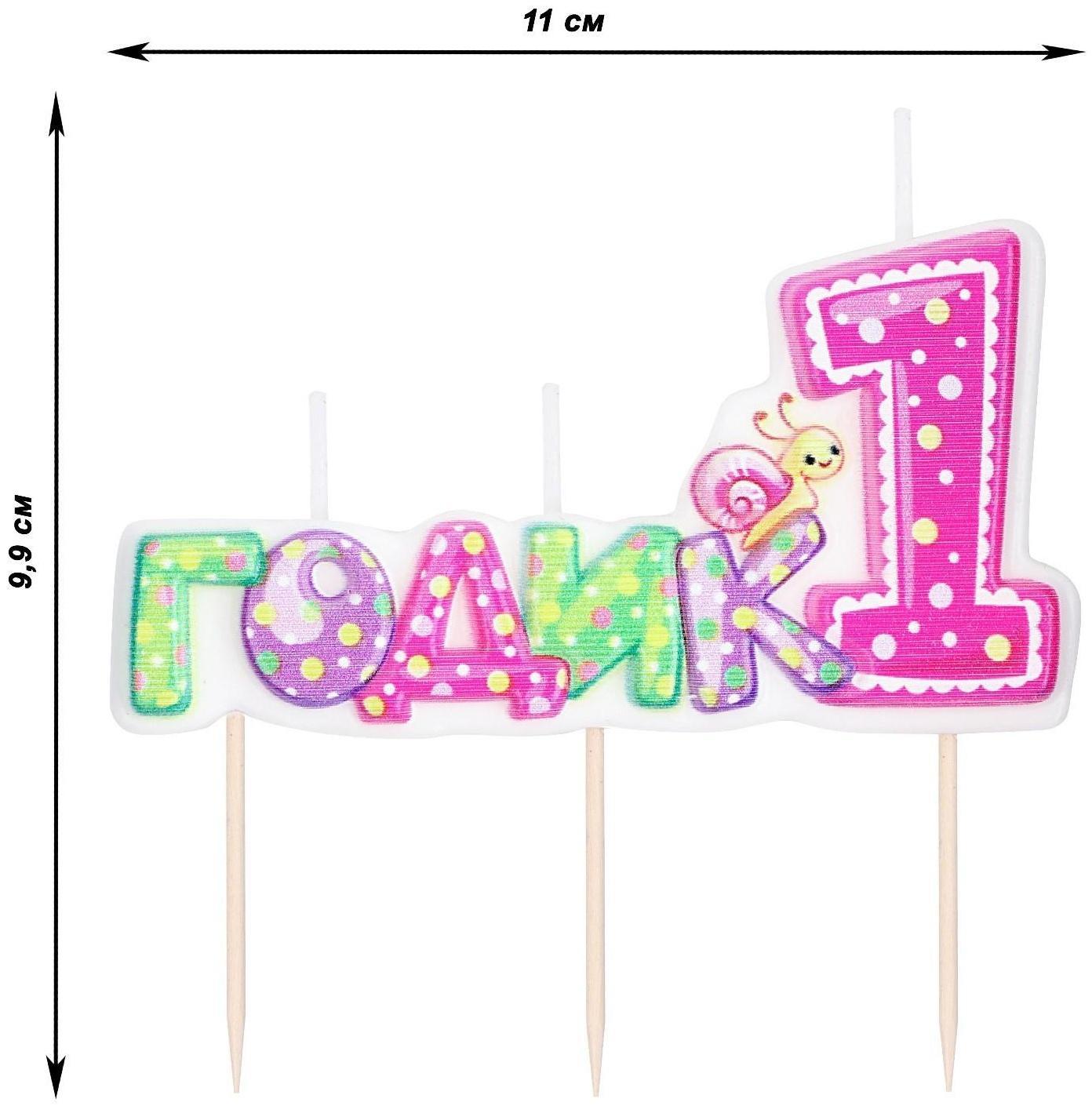 Свеча в торт на шпажке для девочек 