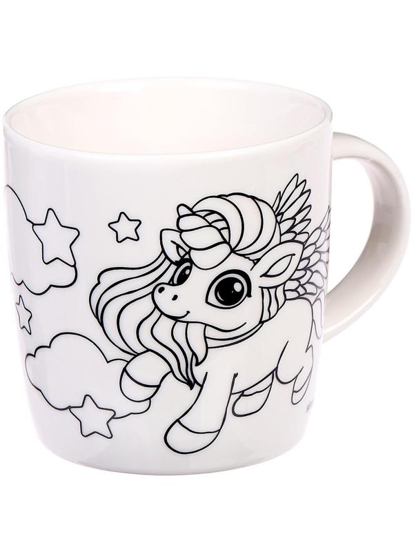 Роспись кружки красками «Яркий единорожка» с мягкой игрушкой 300 мл