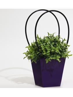 Сумка для цветов фиолетовая влагостойкая, 12 x 12-8 x 8-12.5 см