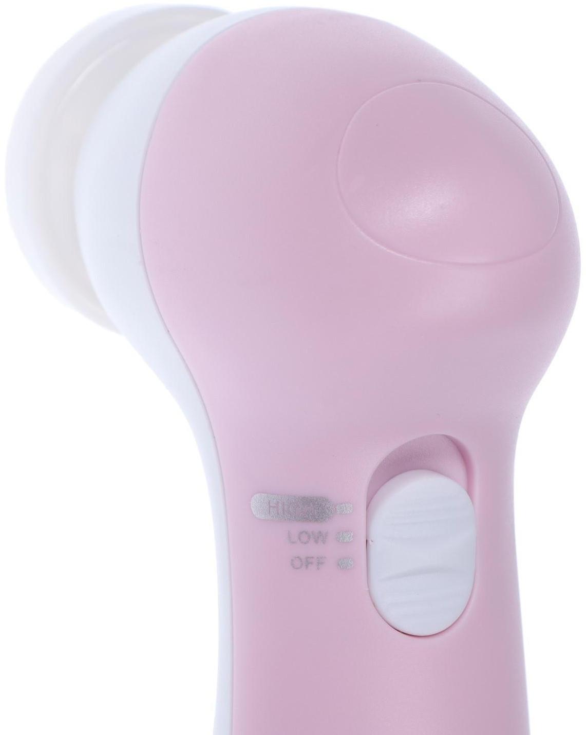 Массажёр для лица Sakura SA-5308P, 2 режима,  5 насадок, 2хАА, бело-розовый