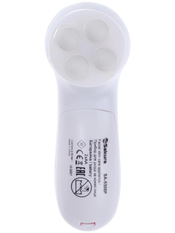 Массажёр для лица Sakura SA-5308P, 2 режима,  5 насадок, 2хАА, бело-розовый