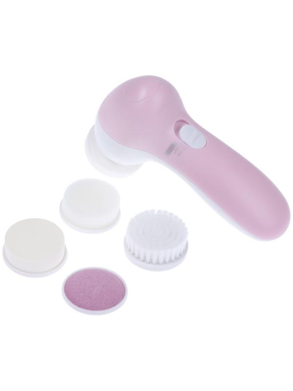 Массажёр для лица Sakura SA-5308P, 2 режима,  5 насадок, 2хАА, бело-розовый