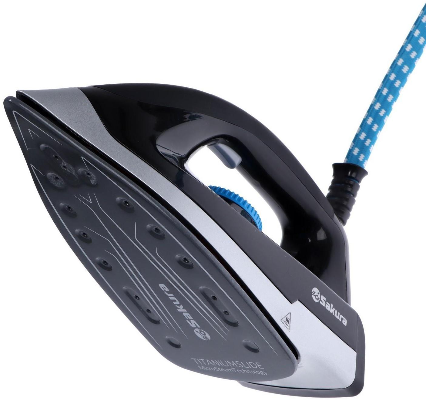 Парогенератор Sakura SA-3064CBL, 2400 Вт, керам. подошва, 2000 мл, 100г/мин, чёрно-синий