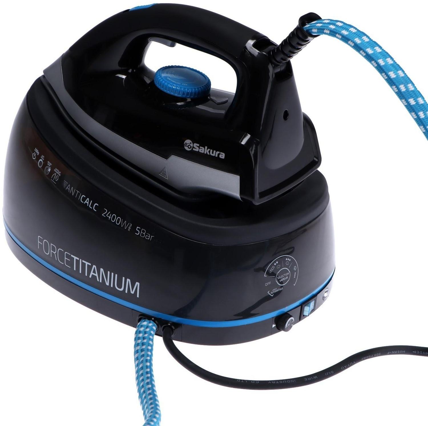 Парогенератор Sakura SA-3064CBL, 2400 Вт, керам. подошва, 2000 мл, 100г/мин, чёрно-синий