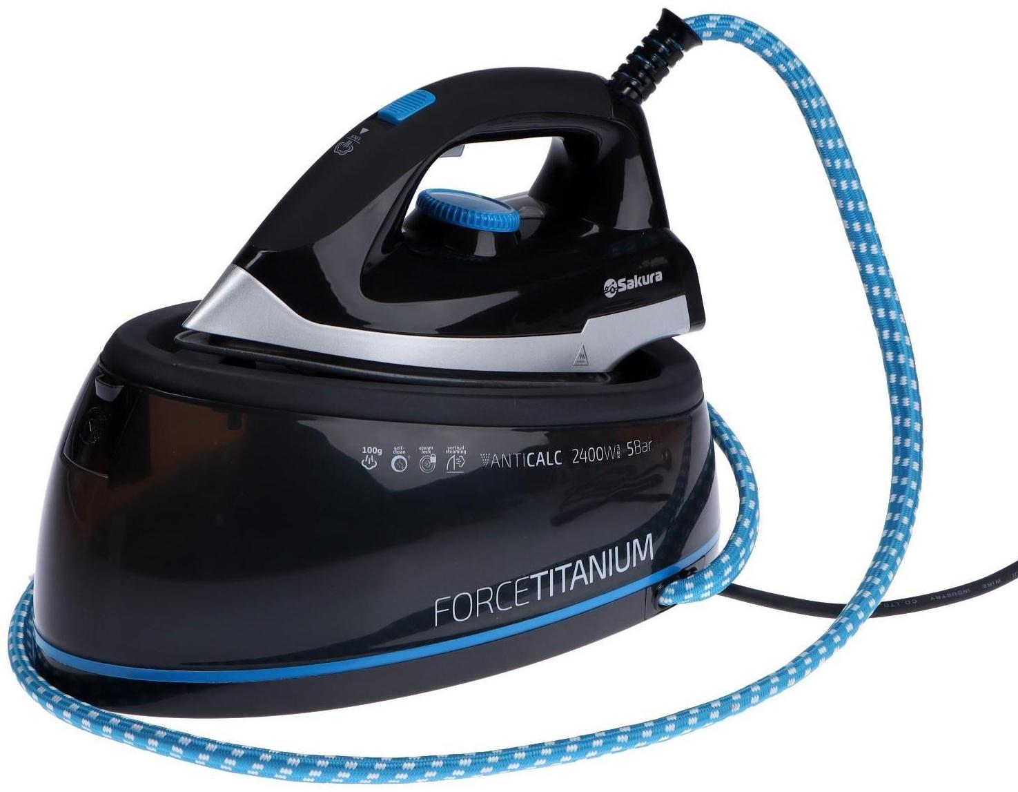 Парогенератор Sakura SA-3064CBL, 2400 Вт, керам. подошва, 2000 мл, 100г/мин, чёрно-синий