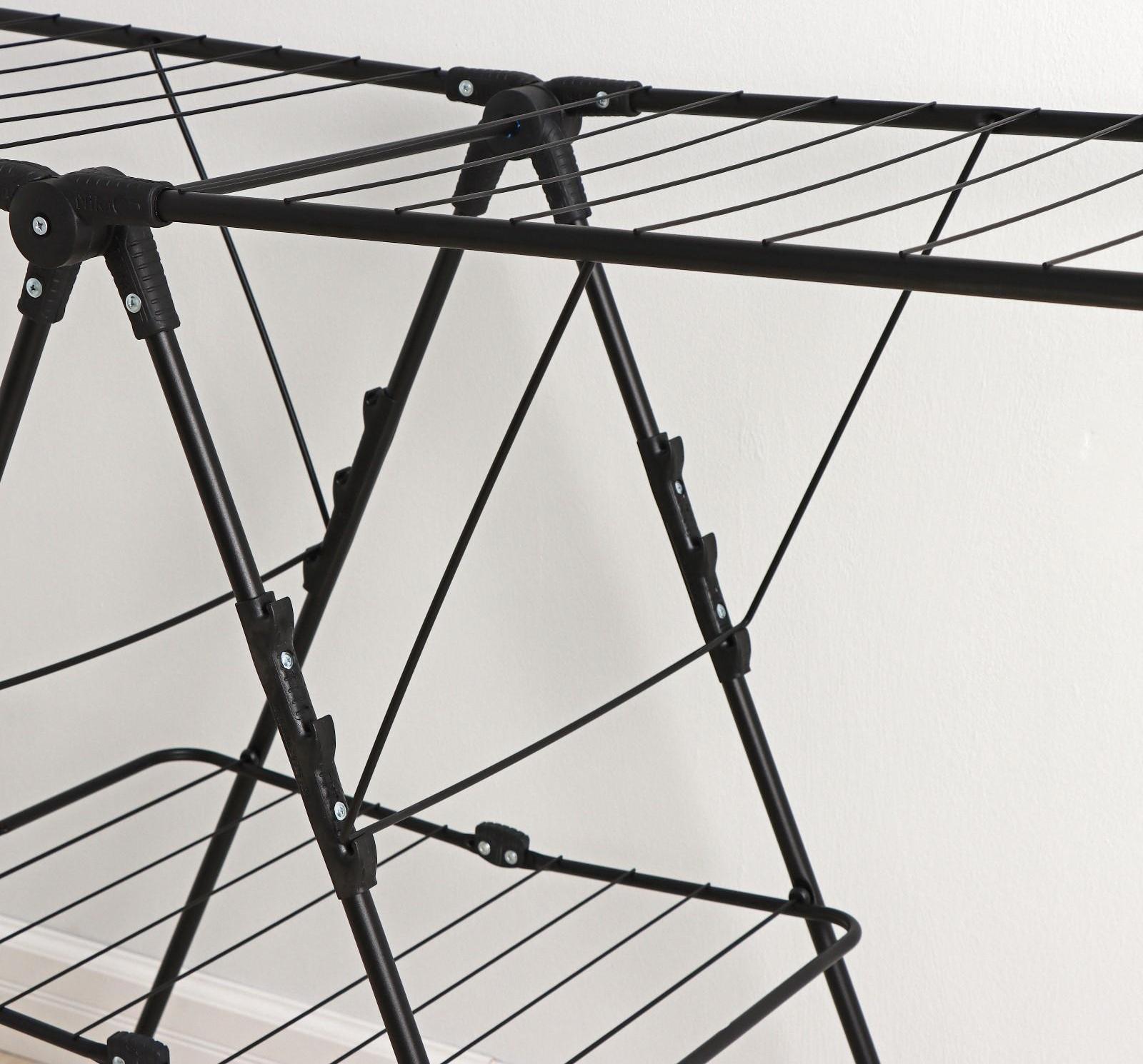 Сушилка для белья напольная двухуровневая, рабочая длина 21 м, цвет чёрный