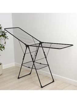 Сушилка для белья напольная двухуровневая, рабочая длина 21 м, цвет чёрный