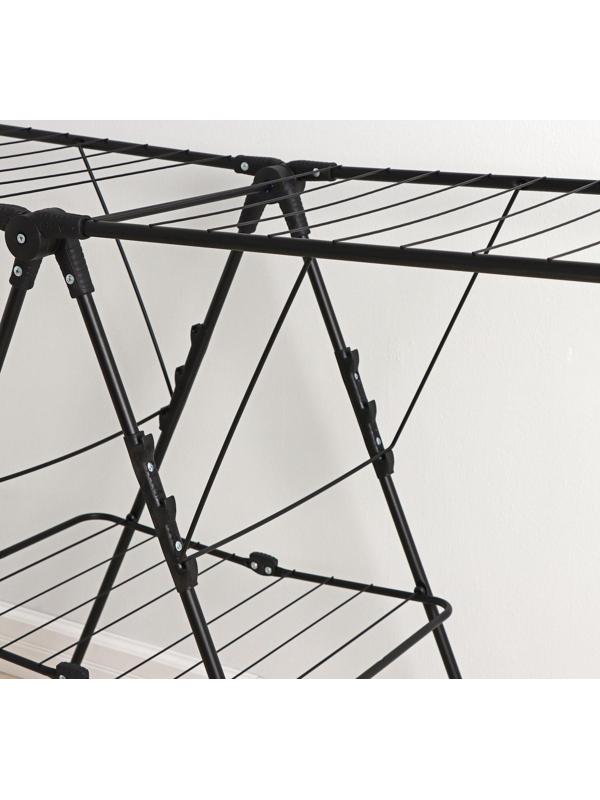 Сушилка для белья напольная двухуровневая, рабочая длина 21 м, цвет чёрный