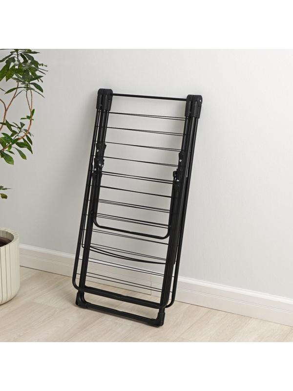 Сушилка для белья напольная двухуровневая, рабочая длина 21 м, цвет чёрный