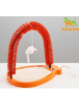 Комплекс для кошек с сизалевой когтеточкой, аркой-чесалкой и мышкой, коричневый