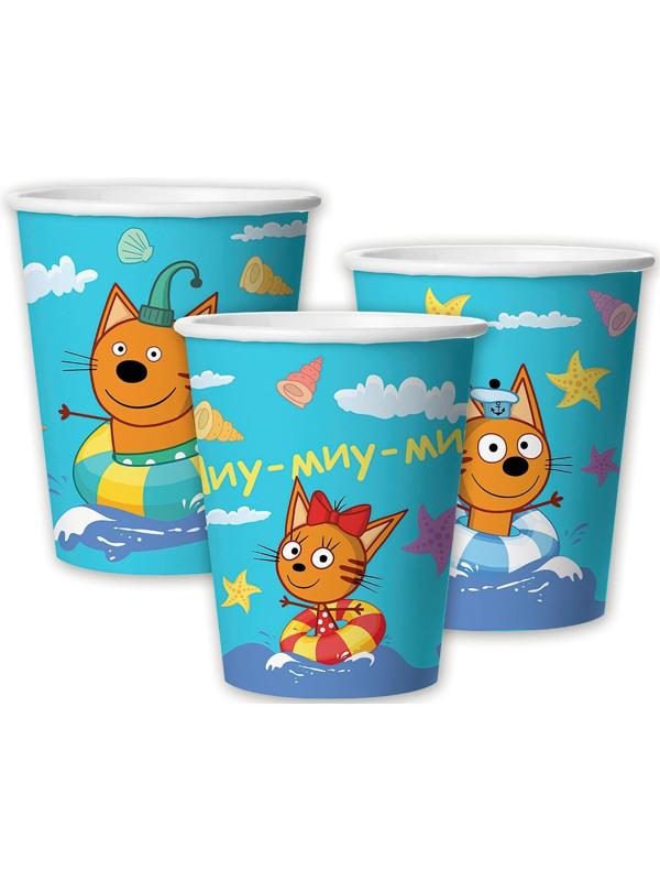 Стакан бумажный «Три кота: Морские приключения», 6 штук, 250 мл