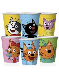 Стакан бумажный «Три кота», 6 штук, 250 мл