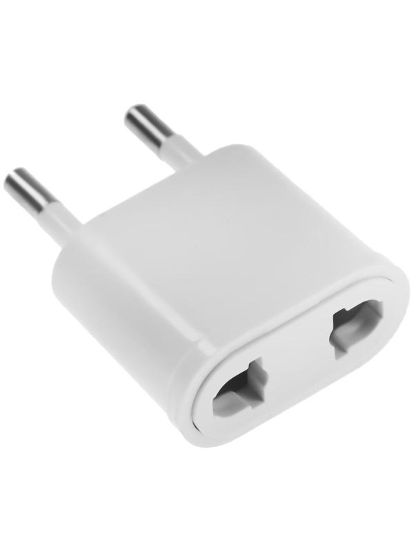 Переходник с американской вилки на евророзетку, плоский, 6 А, белый, 220 В