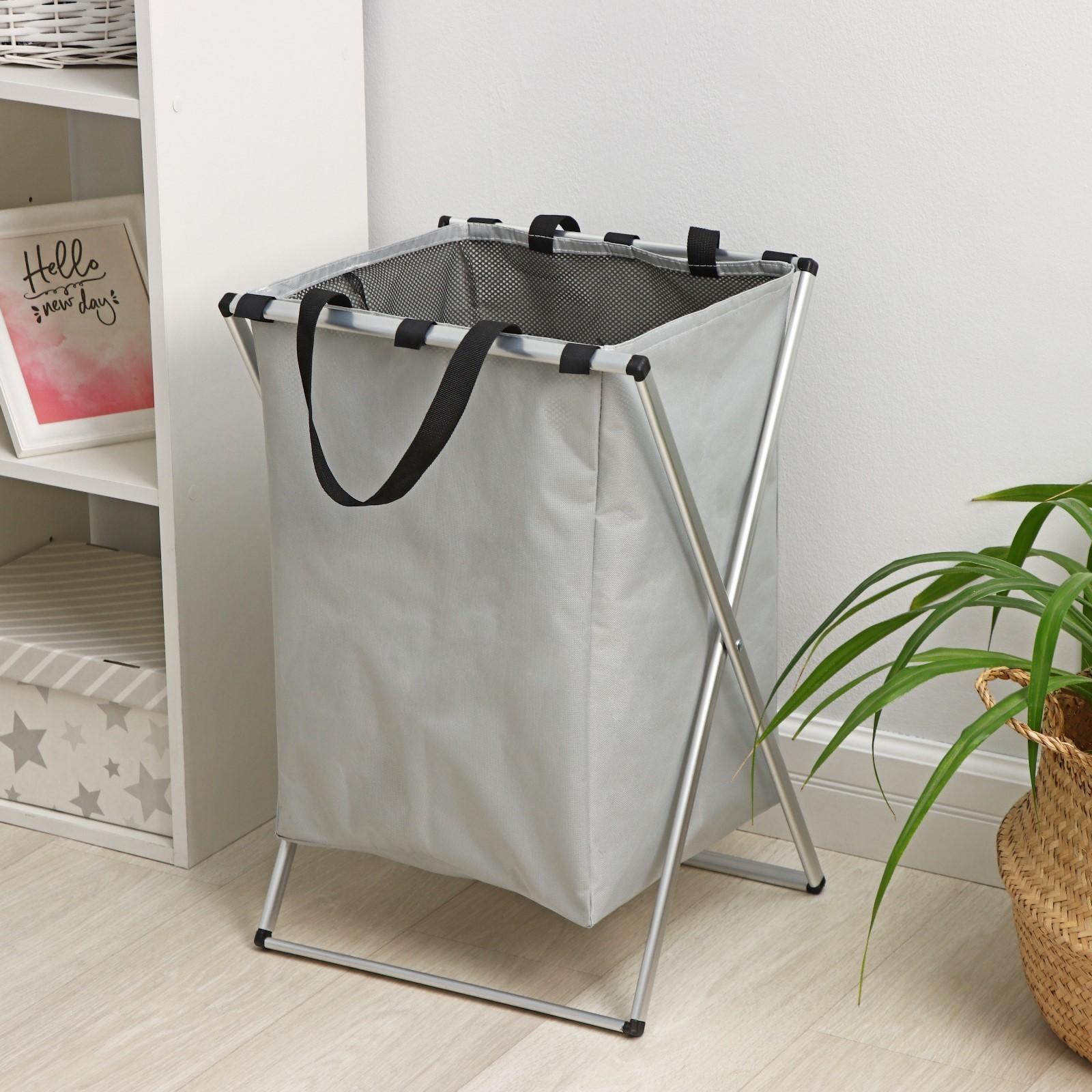 Корзина для белья складная Доляна «День стирки», 35×45 см, цвет серый