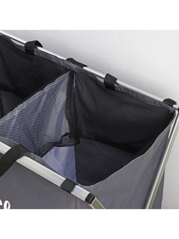 Корзина для белья складная двойная Доляна «Тёмное и Светлое», 61×36×57 см, цвет серый