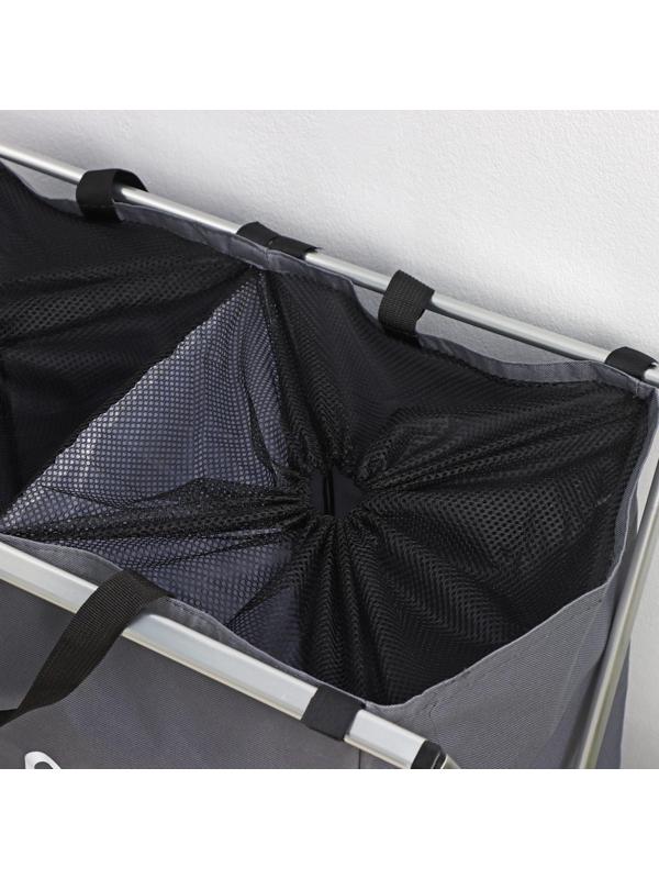 Корзина для белья складная двойная Доляна «Тёмное и Светлое», 61×36×57 см, цвет серый