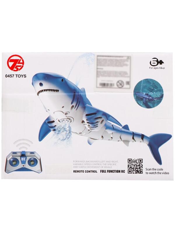 Акула радиоуправляемая «Белая», плавает, брызгает водой, работает от аккумулятора, цвет синий
