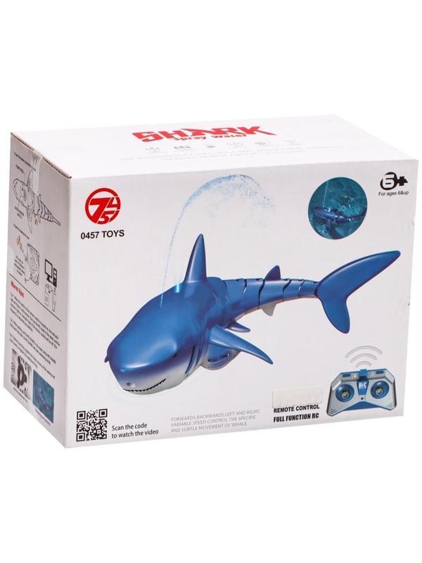 Акула радиоуправляемая «Белая», плавает, брызгает водой, работает от аккумулятора, цвет синий